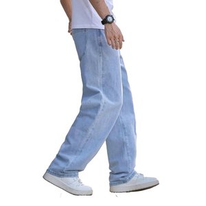 Vaqueros Anchos Vintage Negros Deslavados para Hombre, Estilo Vaquero Informal, Pantalones Rectos de Mezclilla con Botones, Estilo Urbano - Product Image 4