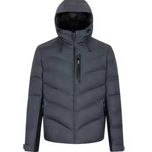 Chaqueta acolchada de alta calidad para hombre con logotipo frontal de cuello levantado de tela acolchada termosellada con túnel - Product Image 1