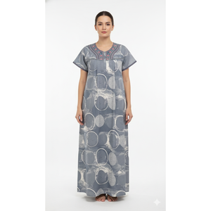 Chemise de nuit longue confortable pour femme Alpine, en tissu tissé doux et respirant, avec poche latérale, imprimée, taille XS - Product Image 1
