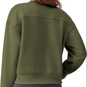 Sweat-shirt court à manches longues et col rond pour femmes, décontracté, basique - Product Image 3