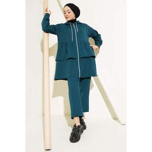 Costume à double boutonnage à volants avec fermeture éclair émeraude - Product Image 3