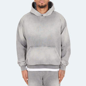 Sweat à capuche vintage personnalisé de qualité supérieure pour hommes, en coton épais, style français, effet délavé à l'acide - Product Image 1