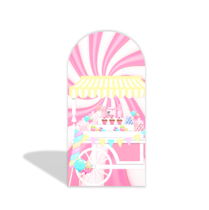 Copertura per fondale ad arco a <span class=keywords><strong>tema</strong></span> gelateria e ciambelle, con palloncini, per photo booth, in tessuto elastico, decorazione per baby shower - Product Image 3