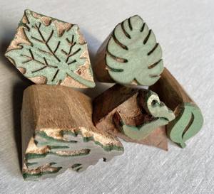 Bloc d'impression manuel en bois sculpté à la main |   Timbre à motif de feuille |   Outils d'impression textile DIY - Product Image 3