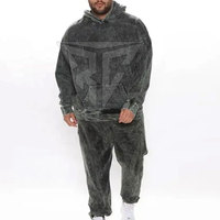 Ensemble survêtement homme hiver 2025 personnalisé avec logo, coupe ample, délavé à l'acide, respirant, grande taille, léger, séchage rapide, 100% coton