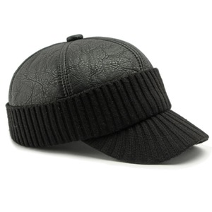High Quality Thick PU Leather Cap Warm Winter Baseball Hat with Earflap for Men Sporty Terry <b>Fabric</b> Dad Ear Flap Snapback - Product Image 3