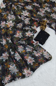 Pure Soft Georgette Digital Print Saree Modern Indian Party Wear pour les saisons d'hiver - Product Image 3