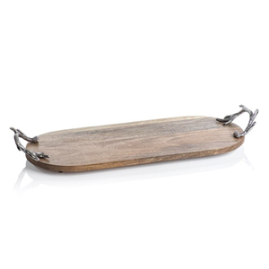 Bandeja de servicio hecha a mano de madera con acabado natural Diseño elegante Perfecto para cocina Comedor Hotel y artículos de uso de servicio de alimentos - Product Image 3