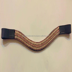 Diamantes de imitación personalizados de 5 filas, cristales transparentes de color rosa y plateado, hechos a mano, cuero negro, inglés, banda para cejas de caballo en full cob - Product Image 4