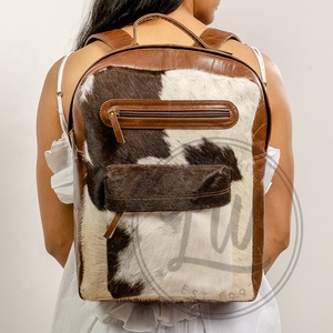 Animal Fur Cowhide Leather <b>Backpack</b> Handmade College Student <b>Backpack</b> Stylish <b>Backpack</b> - Product Image 1