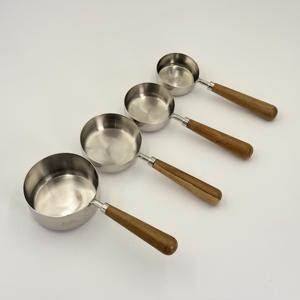 Juego de Tazas y Cucharas Medidoras de Acero Inoxidable con Mango de Madera, Utensilios para Hornear, Accesorios de Cocina, Suministros para Bar - Product Image 2