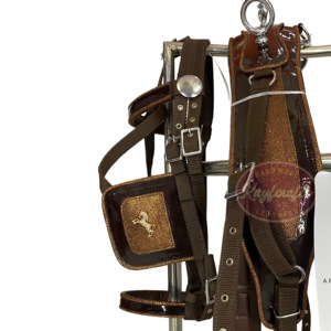 ชุดสายจูงม้าไนลอนสีน้ำตาลแบบปรับได้มีเบาะรองอย่างเต็มที่พร้อมอุปกรณ์ชุบโครเมี่ยมสำหรับรถม้า - Product Image 4