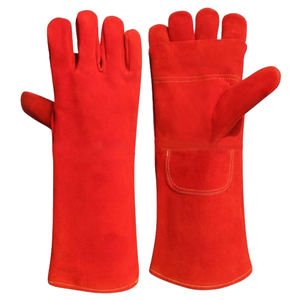 Capa superior de cuero de vaca Protección Laboral suave resistente al desgaste soldador que lleva guantes protectores de soldadura de cuero doble palma para hombres - Product Image 1