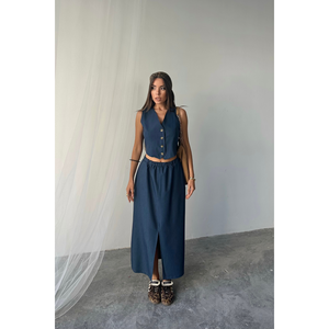 ชุดสูทผู้หญิง TENCEL YELEK สีคราม ดีไซน์ YIRTMALI และ TAKIM - Product Image 2