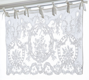 Rideau de fenêtre en lin de luxe personnalisé, style moderne, brodé de fleurs de jardin, court vintage - Product Image 3