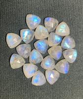 Pierre de lune arc-en-ciel naturelle bleu ardent à facettes trillion dos plat Cabochon pierre précieuse pour la fabrication de bijoux comme des bagues Bracelet cheville
