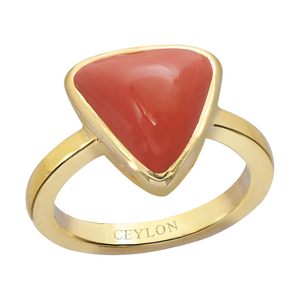 NOVAMART Fine Certified Italian Coral Moonga Gemstone <b>Ring</b> Natural Bezel Set Boho Style for Everyday Wear Wedding Promise Oval C - Product Image 1