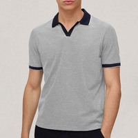 Polos de couleur gris chiné et noir pour vêtements pour hommes grande taille coton respirant coupe ample été hommes Polo