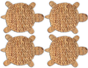 Modern Water Hyacinth Sea Turtle Wall Decor Set of 4 Coasters Placemats Water Hyacinth Weave Placemat <b>Round</b> Braided <b>Tablemats</b> - Product Image 1