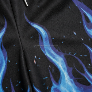 Pantalones Cortos Deportivos de Malla para Hombre, Transpirables, Diseño Personalizado OEM, Patrón de Fuego Azul, para Gimnasio y Verano - Product Image 6