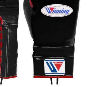 Gants de boxe à lacets Winning, noir et rouge, cuir véritable, professionnels, pour entraînement et sparring, faits à la main, qualité professionnelle - Product Image 6