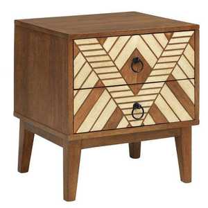 Modern Wooden Cabinet <b>Nightstand</b> with 2 Drawers for Bedroom Living Room & Home Office-Durable Handcrafted Solid Wood Furniture - Product Image 2