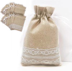 ถุงของขวัญขนาดเล็กถุงผ้ากระสอบที่มีเชือกดึงนำมาใช้ใหม่ได้ถุงปอกระเจาสำหรับงานวันเกิดงานแต่งงานงานปาร์ตี้วันฮาโลวีนเทศกาลคริสต์มาส - Product Image 1
