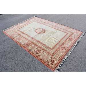 Tapis de 6,7 x 8,8 pieds, grand tapis turc vintage, tapis en laine rouge - Product Image 2