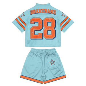 Ensemble deux pièces streetwear pour homme, été, respirant, imprimé vintage, maille, coupe courte, style boxy, FC Clothing - Product Image 2