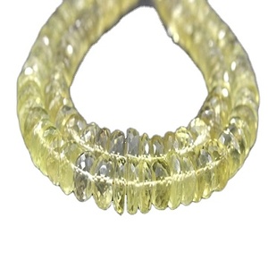 Cuentas de Rondelle facetadas de cuarzo limón Natural de hebra larga de 13 "para hacer joyería, pulsera, collar, pendiente, venta al por mayor - Product Image 1