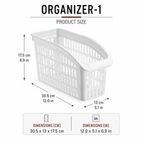 Panier de rangement rectangulaire ventilé et empilable en PP écologique avec poignée, blanc, pour réfrigérateur et garde-manger Afossa