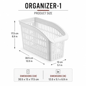 Ventilated Eco-Friendly Stackable PP Rectangle <b>Plastic</b> Refrigerator Organizer <b>Basket</b> with Handle for Fridge Pantry Food Storage - Product Image 2