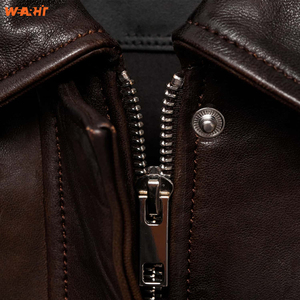 Blouson d'aviateur unisexe en cuir véritable marron vintage Vêtements d'extérieur d'hiver personnalisés avec chaud Zip Streetwear Manteau décontracté Motif solide - Product Image 2