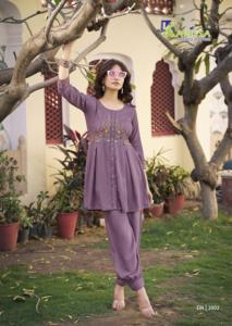 New 2025 Modern Maruti Fashion High Demand Latest Viscose Rayon Slub Fancy Co Ord Set Embroidery Work Woman Kurta/<b>Kurti</b> Embossed - Product Image 2