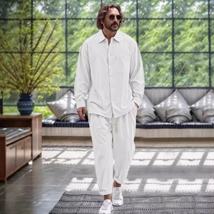 Colección de Invierno 2024, Chándal para Hombre 100% Algodón Ecológico, Antibacteriano y Cortavientos, Estilo Transfronterizo Europa-América, Dos Piezas - Product Image 4