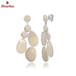Boucles d'oreilles classiques 925 argent sterling pierre de lune lunette réglage goutte boucle d'oreille pour les bijoux de cadeau d'anniversaire de mariage des femmes - Product Image 1