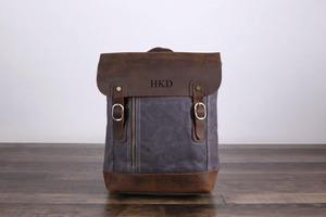 Sac à dos en cuir ciré grande école de voyage sac à dos pour ordinateur portable meilleur pour lui cadeau de fête des pères LCB-0011B - Product Image 2