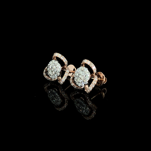 Pendientes de Diamantes de Joyería Fina, Diamantes Cultivados en Laboratorio VVS, Pendientes de Botón Redondos de Oro Rosa con Incrustaciones de Diamantes - Product Image 6