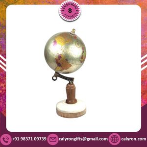 Sphère armillaire en laiton avec base en bois Globe céleste vintage, décor maritime antique, bureau nautique à collectionner et cadeau - Product Image 2