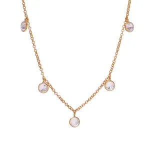 925 Silver 18K Gold Plated Freshwater Pearl Brilliant Cut Bezel Set <b>Box</b> Chain Necklace Geometric Trendy Minimalist Everyday Wear - Product Image 1