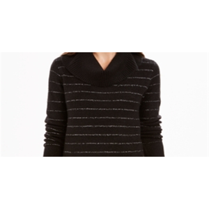 Maglione a Collo Alto con Strisce Metalliche per Donna Style & Co, Traspirante, per Inverno e Autunno, Nero, Taglie dalla Petite alla XL, Logo Frontale - Product Image 2