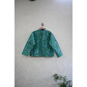 Veste matelassée à boutons en coton tissé à la main en Inde, écologique, réversible, à imprimé floral, chaude, manches longues, unisexe, hiver - Product Image 2
