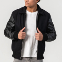 Blouson universitaire unisexe à col ras du cou, fermeture éclair, manches en cuir et laine, broderie, patchwork, lettres sur le devant, uniforme d'équipe Pharaoh personnalisé