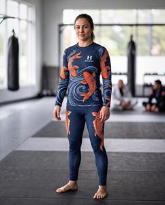 ชุดยูโด Navy Koi BJJ Gi และ No Gi แบบสั่งทำพิเศษ พร้อมเสื้อรัดกล้ามเนื้อและกางเกงป้องกันการเสียดสีแบบ Sublimated ขายส่ง - Product Image 4
