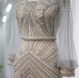 Robes de soirée de luxe en cristal brodé, taille empire, perles, longueur au sol, robe de soirée fantaisie avec strass, vêtements de fête - Product Image 4