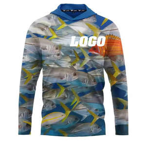 Venta al por mayor logotipo personalizado impreso pesca camisas de manga larga Upf50 con capucha desgaste sublimación conjuntos - Product Image 4