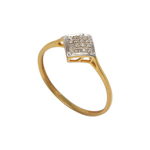 Bague solitaire en or jaune avec diamant rond blanc naturel de 0,05 ct, style tendance, JEWELSPAARK Eco Friendly, bague de fiançailles. - Product Image 1