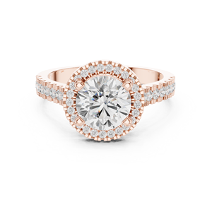 Bague ethnique pour femme en or 18 carats avec diamants de laboratoire et pierres latérales - Product Image 2