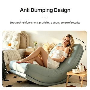 Sillón Reclinable Curvo de Cuero Kino Cat Claw, Ergonómico, Estilo Nórdico, para Dormitorio, Sala de Estar, Estudio, Balcón, Cómodo Sillón Mecedor de Madera - Product Image 2