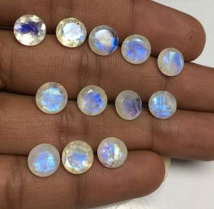 Natural Rainbow Moonstone Round Cut Faceted Pointed Back Loose Gemstones 2.5mm to 12mm for Jewelry Making - Product Image 5
